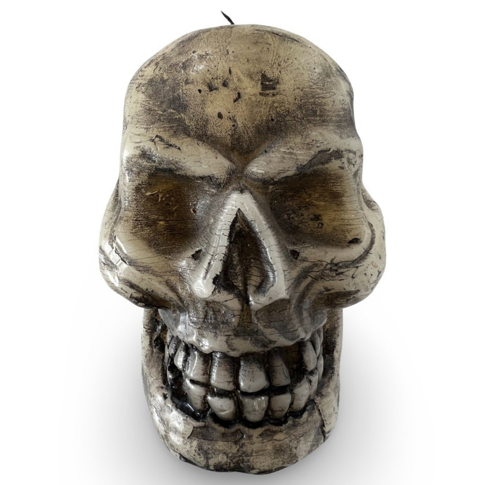 Skull carved candle